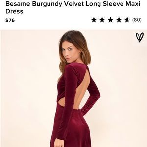Besame Burgundy Velvet Long Sleeve Maxi Dress